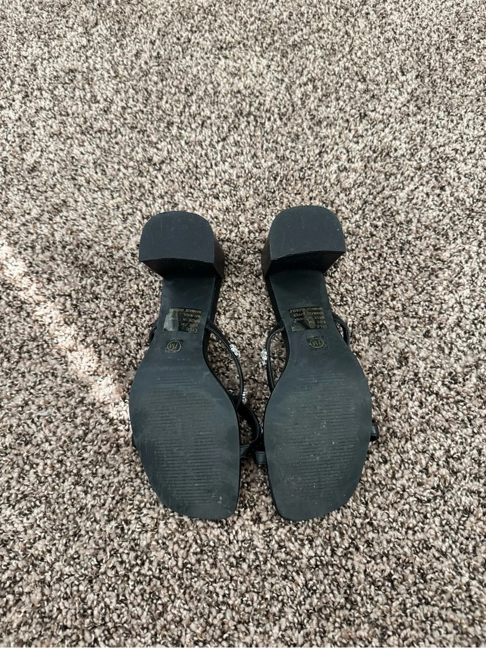 Altar'd State Black Floral Crystal Slide Heels - Picture 2 of 2